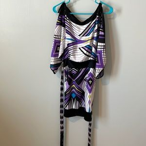 NWT! ✅ Beautiful Bebe multicolored sheath dress 💜🖤